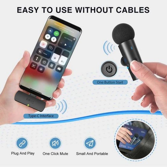 FIFINE ไมโครโฟนคู่ไร้สายแบบติดปกเสื้อ USB-C M8