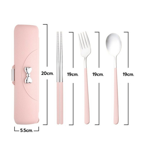 RRS ช้อน-ส้อม ตะเกียบ (สแตนเลส 304 หนา 2.5mm) พร้อมกล่องพกพา รุ่น Angel