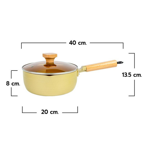 RRS หม้อด้ามพร้อมฝา ขนาด 20 ซม. Japanese-Style Snow Golden pan