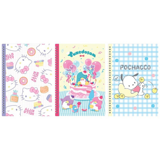 CODE:D สมุดสันห่วง ปกพลาสติก Sanrio คละลาย (แพ็ก 3 เล่ม)