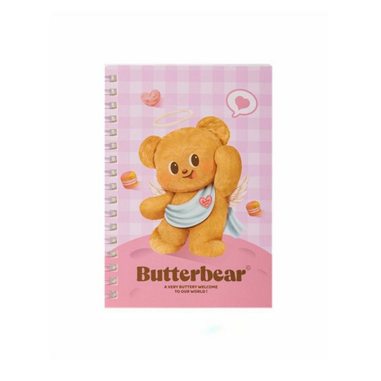Deli สมุดโน้ตสันห่วง ขนาด A6 Butterbear (สีชมพู)