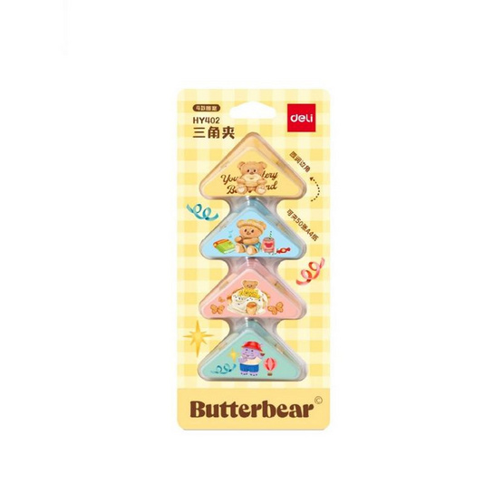 Deli คลิปหนีบกระดาษ Butterbear คละลาย แพ็ก 4 ชิ้น
