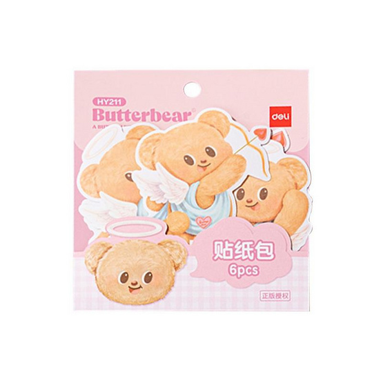 Deli สติ๊กเกอร์ Butterbear 6 ชิ้น คละลาย (แพ็ก 3 ชุด)