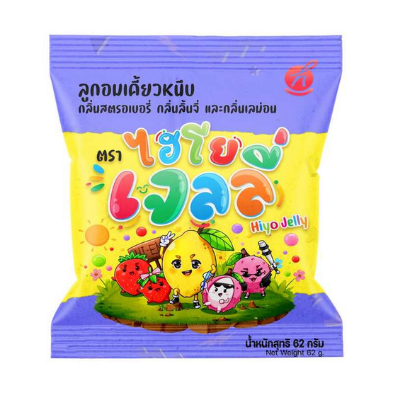 ไฮโย เจลลี่กลิ่นสตรอเบอรี่ ลิ้นจี่ เลม่อน 62 กรัม (แพ็ก 12 ชิ้น)