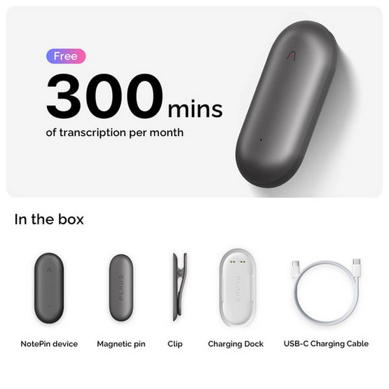 PLAUD NotePin เครื่องบันทึกเสียง Ai แบบสวมใส่