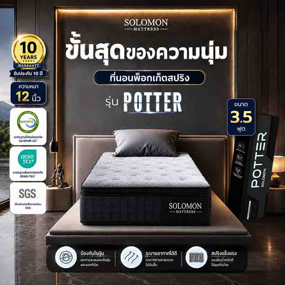 SOLOMON ที่นอนพ็อกเก็ตสปริง หนา 12 นิ้ว รุ่น POTTER