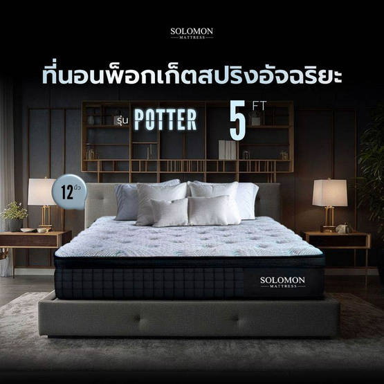 SOLOMON ที่นอนพ็อกเก็ตสปริง หนา 12 นิ้ว รุ่น POTTER SOLOMON ที่นอนพ็อกเก็ตสปริง หนา 12 นิ้ว รุ่น POTTER