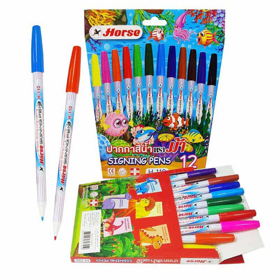 Horse ตราม้า ปากกาสีน้ำ 12 สี (แพ็ก 3 กล่อง) Horse ตราม้า ปากกาสีน้ำ 12 สี (แพ็ก 3 กล่อง)