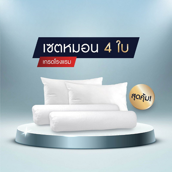 SOLOMON หมอนหนุน 2 ใบ หมอนข้าง 2 ใบ สีขาว เซ็ตคู่ SOLOMON หมอนหนุน 2 ใบ หมอนข้าง 2 ใบ สีขาว เซ็ตคู่