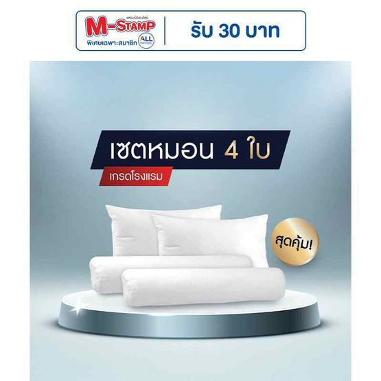 SOLOMON หมอนหนุน 2 ใบ หมอนข้าง 2 ใบ สีขาว เซ็ตคู่ SOLOMON หมอนหนุน 2 ใบ หมอนข้าง 2 ใบ สีขาว เซ็ตคู่