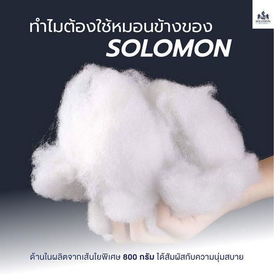 SOLOMON หมอนข้างใยโพลีเอสเตอร์ 100% (White) 1 ใบ SOLOMON หมอนข้างใยโพลีเอสเตอร์ 100% (White) 1 ใบ