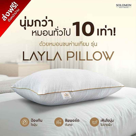 SOLOMON หมอนหนุนขอบทองเกรดโรงแรม Layla Pillow