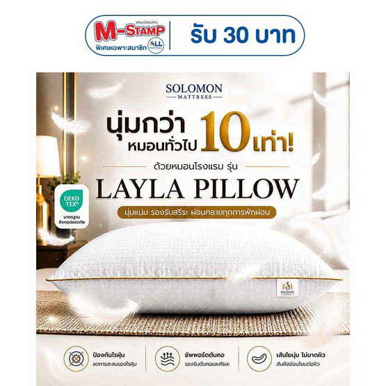 SOLOMON หมอนหนุนขอบทองเกรดโรงแรม Layla Pillow