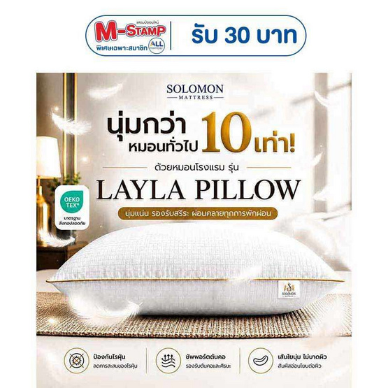 SOLOMON หมอนหนุนขอบทองเกรดโรงแรม Layla Pillow