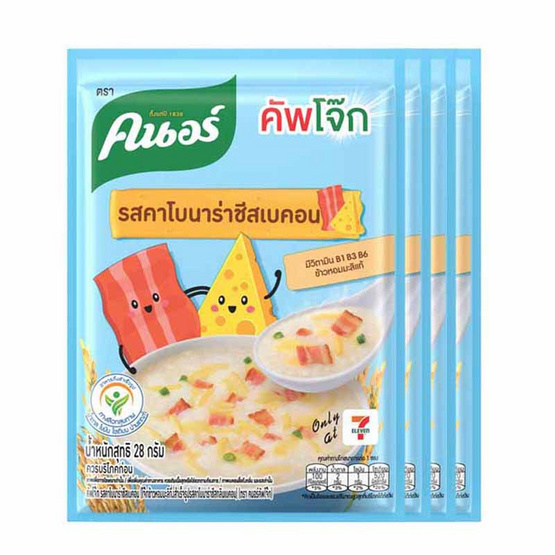 คนอร์คัพโจ๊กซอง รสคาโบนาร่าชีสเบคอน 28 กรัม (แพ็ก 4 ซอง)