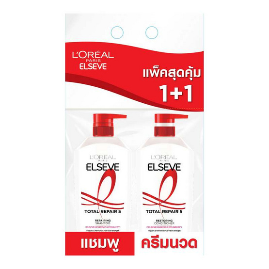 ลอรีอัล ปารีส เอลแซฟ โททอลรีแพร์ 5 รีแพร์ริ่ง แชมพู 400 มล. + ครีมนวดผม 375 มล.