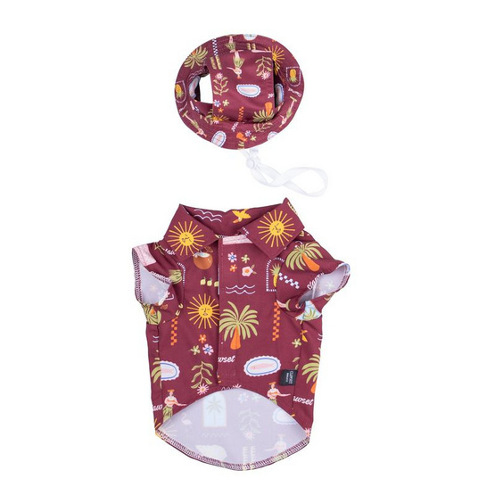 Clawset เสื้อเชิ้ตสัตว์เลี้ยง Maroon แดง