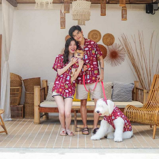 Clawset เสื้อเชิ้ตสัตว์เลี้ยง Maroon แดง