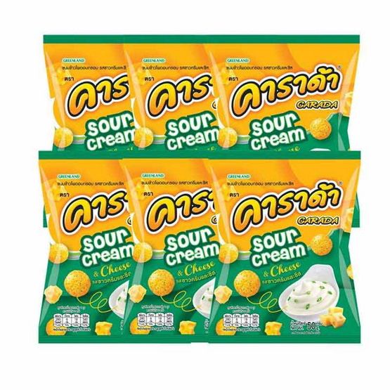 คาราด้า ขนมข้าวโพดอบกรอบ รสซาวครีมและชีส 50 กรัม (แพ็ก 6 ชิ้น)