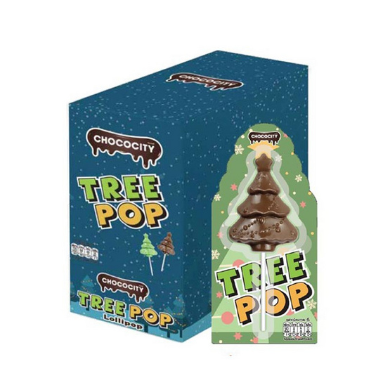 ช็อกโกซิตี้ ช็อกโกแลตทรีป๊อป คละแบบ 15 กรัม (กล่อง 8 ชิ้น)