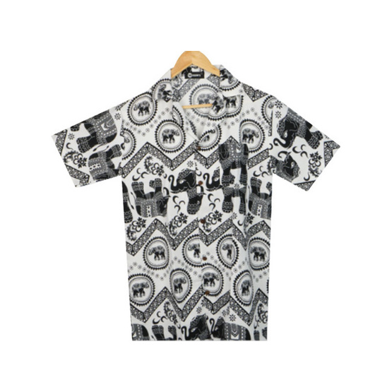 THE ROOM'S - เดอะรูม เสื้อช้าง ลายหยัก สีขาว