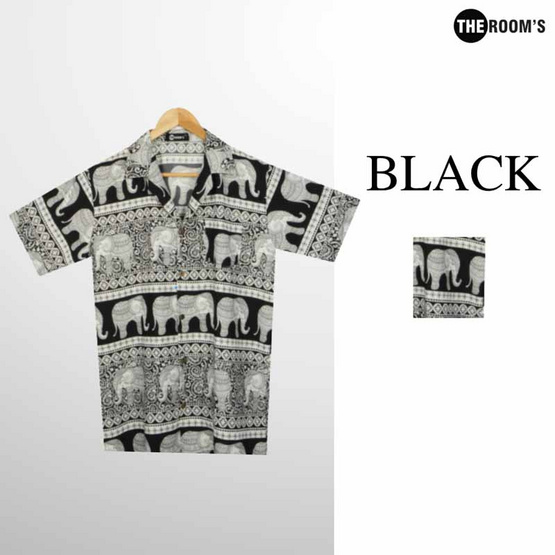 THE ROOM'S - เดอะรูม เสื้อช้าง ลายกางเขน สีดำ