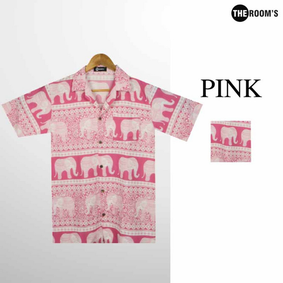 THE ROOM'S - เดอะรูม เสื้อช้าง ลายกางเขน สีชมพู