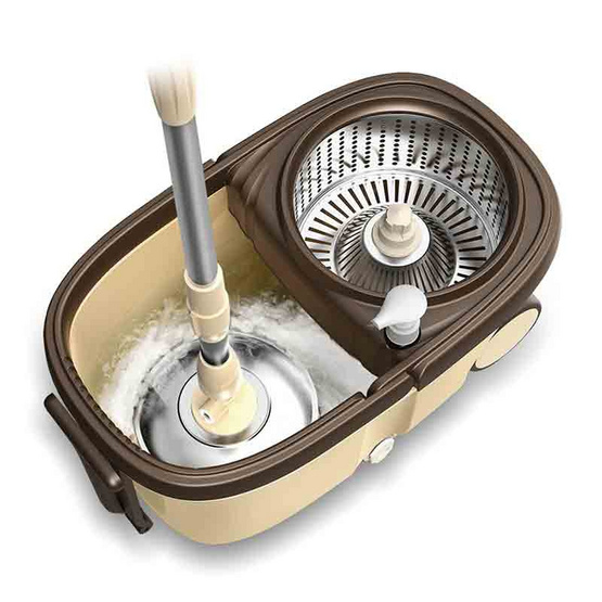 ALLSKING ชุดถังปั่น Spin Mop ทรงกลมพร้อมผ้า 1 ผืน สีน้ำตาล ALLSKING ชุดถังปั่น Spin Mop ทรงกลมพร้อมผ้า 1 ผืน สีน้ำตาล