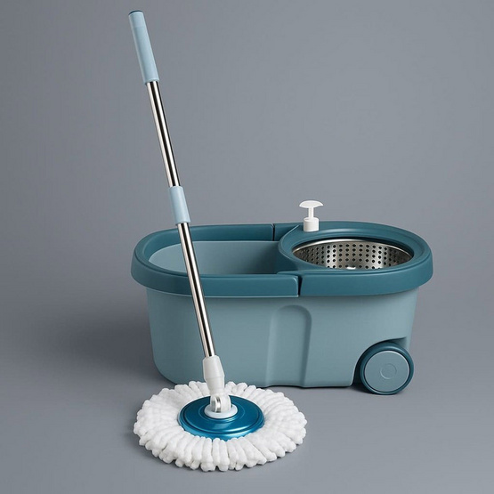 ALLSKING ชุดถังปั่น Spin Mop ทรงกลมพร้อมผ้า 1 ผืน สีเขียว ALLSKING ชุดถังปั่น Spin Mop ทรงกลมพร้อมผ้า 1 ผืน สีเขียว
