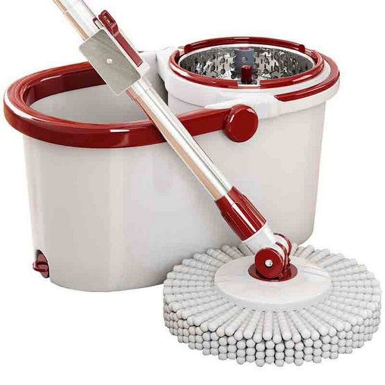 ALLSKING ไม้ถูพื้นถังปั่น Spin Mop ถังปั่นตะเเกรงสแตนเลสพร้อมผ้า 1 ผืน ALLSKING ไม้ถูพื้นถังปั่น Spin Mop ถังปั่นตะเเกรงสแตนเลสพร้อมผ้า 1 ผืน