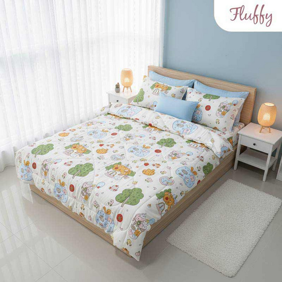 Fluffy ชุดผ้าปูที่นอน + ผ้านวม ลาย Cake Village