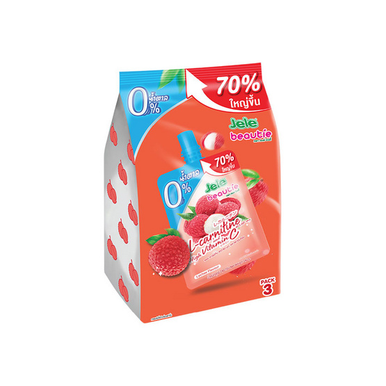 เจเล่บิวตี้ 0% น้ำตาล ลิ้นจี่ 240 กรัม (แพ็ก 3 ชิ้น)