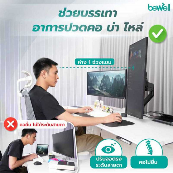 Bewell แขนจับจอมอนิเตอร์ แบบคู่ รุ่น Heavy Duty EA17
