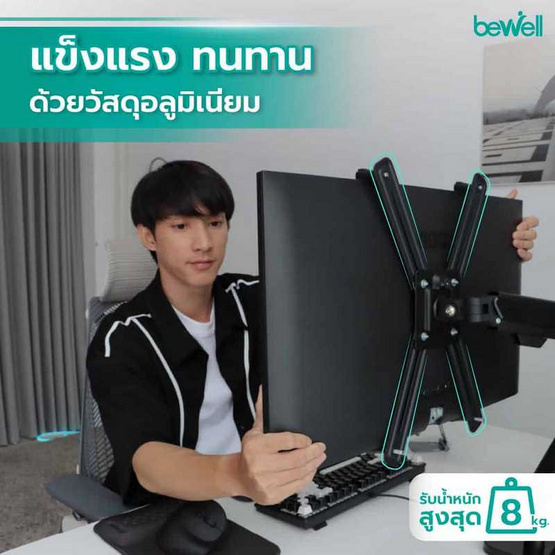 Bewell อะแดปเตอร์ต่อแขนจับจอสำหรับจอที่ไม่มีรู Vesa EA15