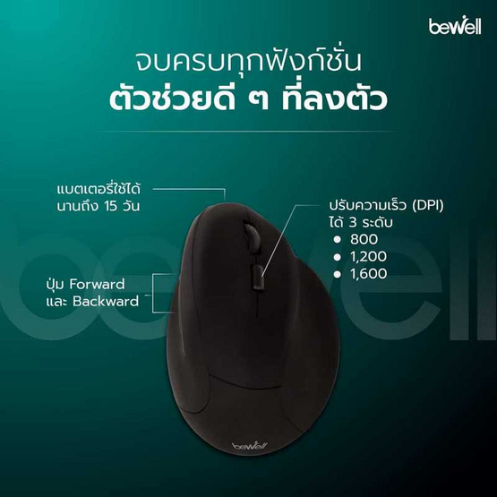 Bewell เมาส์เพื่อสุขภาพ รุ่น EC07 Bewell เมาส์เพื่อสุขภาพ รุ่น EC07