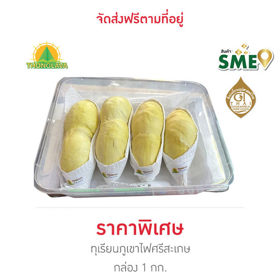 ทุเรียนภูเขาไฟศรีสะเกษแกะเนื้อ 1 กก. ทองลาวา จ.ศรีสะเกษ ทุเรียนภูเขาไฟศรีสะเกษแกะเนื้อ 1 กก. ทองลาวา จ.ศรีสะเกษ