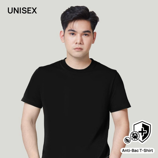 M2S Lifestyle เสื้อยืดคอ Anitbac Unisex สีดำ