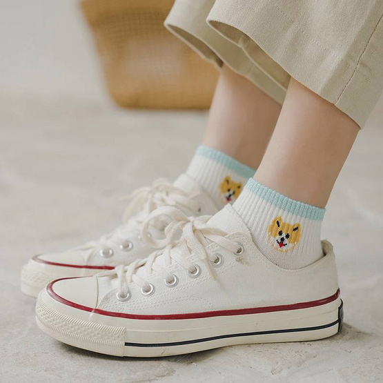Fashion sock ถุงเท้า ลายหน้าหมาน่ารัก A74 (5ลาย/10คู่) Fashion sock ถุงเท้า ลายหน้าหมาน่ารัก A74 (5ลาย/10คู่)