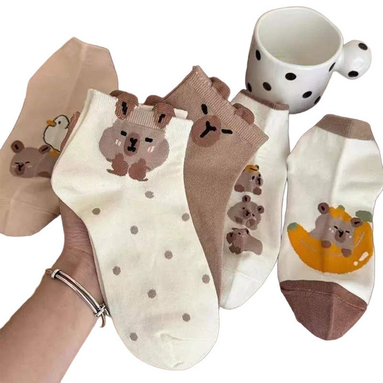 Fashion sock ถุงเท้า ลายหมูโทนน้ำตาล NO.B85 (5ลาย/10คู่) Fashion sock ถุงเท้า ลายหมูโทนน้ำตาล NO.B85 (5ลาย/10คู่)