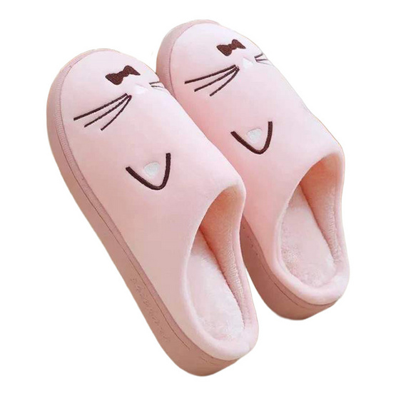 Fashion slippers รองเท้าใส่ในบ้าน ลายแมว สีเทา