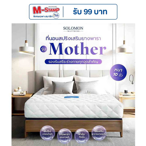 SOLOMON ที่นอนสปริงเสริมยางพารา รุ่น Mother ความหนา 10 นิ้ว SOLOMON ที่นอนสปริงเสริมยางพารา รุ่น Mother ความหนา 10 นิ้ว