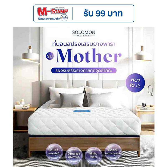 SOLOMON ที่นอนสปริงเสริมยางพารา รุ่น Mother ความหนา 10 นิ้ว SOLOMON ที่นอนสปริงเสริมยางพารา รุ่น Mother ความหนา 10 นิ้ว
