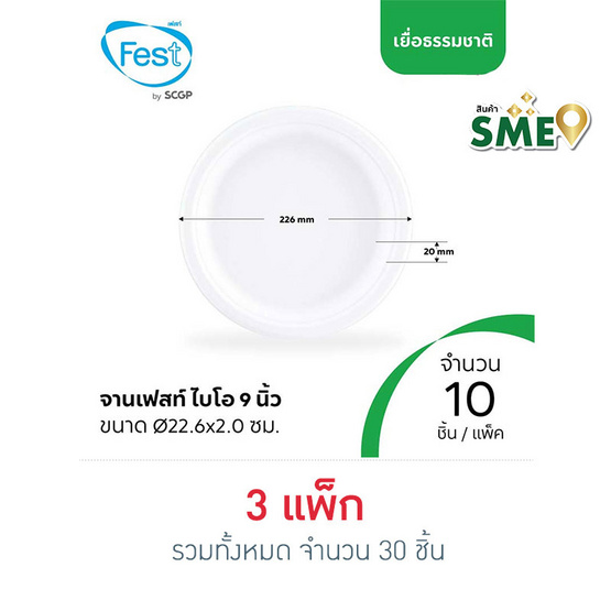 เฟสท์ จานกระดาษเฟสท์ ช้อยส์ 9 นิ้ว (แพ็ก 10 ชิ้น)