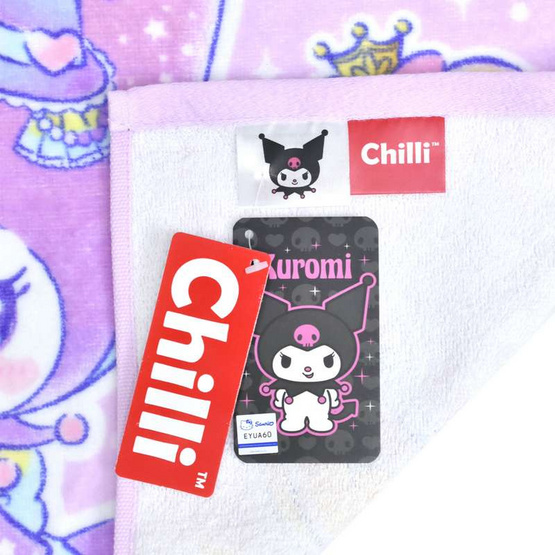 Chilli ผ้าขนหนูลิขสิทธิ์ Kuromi ลายปราสาท Chilli ผ้าขนหนูลิขสิทธิ์ Kuromi ลายปราสาท