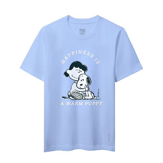 GQ EASY จีคิว อีซี่ เสื้อสนูปปี้ ลาย Happiness สีฟ้า