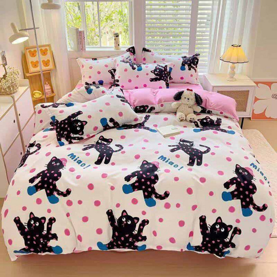 Fluffy ชุดผ้าปูที่นอน + ผ้านวม ลาย Chou Chou cat Fluffy ชุดผ้าปูที่นอน + ผ้านวม ลาย Chou Chou cat