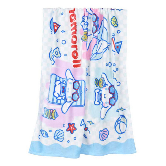 Chilli ผ้าขนหนูลิขสิทธิ์ Cinnamoroll ชายหาด Chilli ผ้าขนหนูลิขสิทธิ์ Cinnamoroll ชายหาด