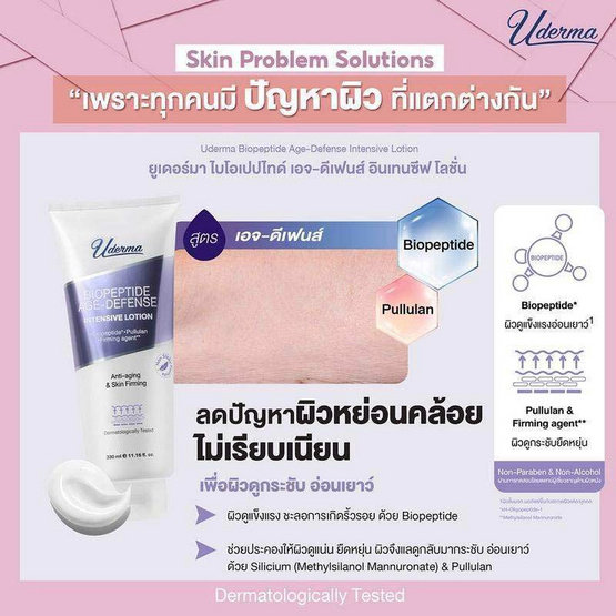 Uderma โลชั่นดูแลผิวกาย Biopeptide Age-Defense Intense Lotion 330 มล.