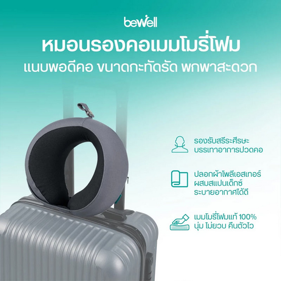 Bewell หมอนรองคอเมมโมรี่โฟม สีน้ำเงิน (T-16) Bewell หมอนรองคอเมมโมรี่โฟม สีน้ำเงิน (T-16)