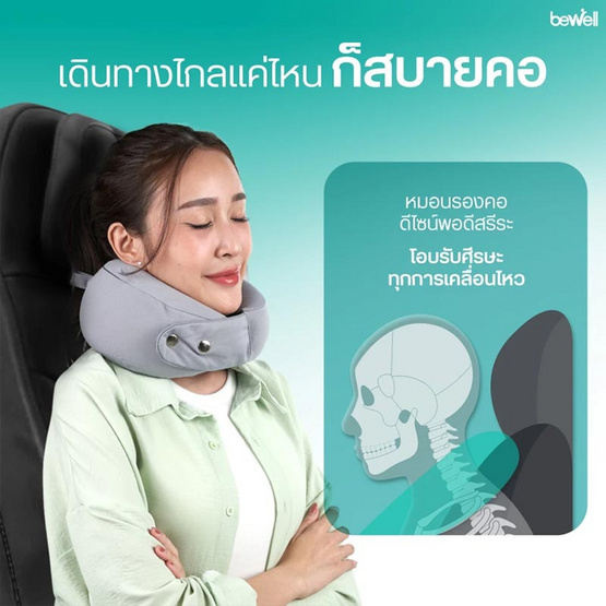 Bewell หมอนรองคอเมมโมรี่โฟม สีน้ำเงิน (T-16) Bewell หมอนรองคอเมมโมรี่โฟม สีน้ำเงิน (T-16)